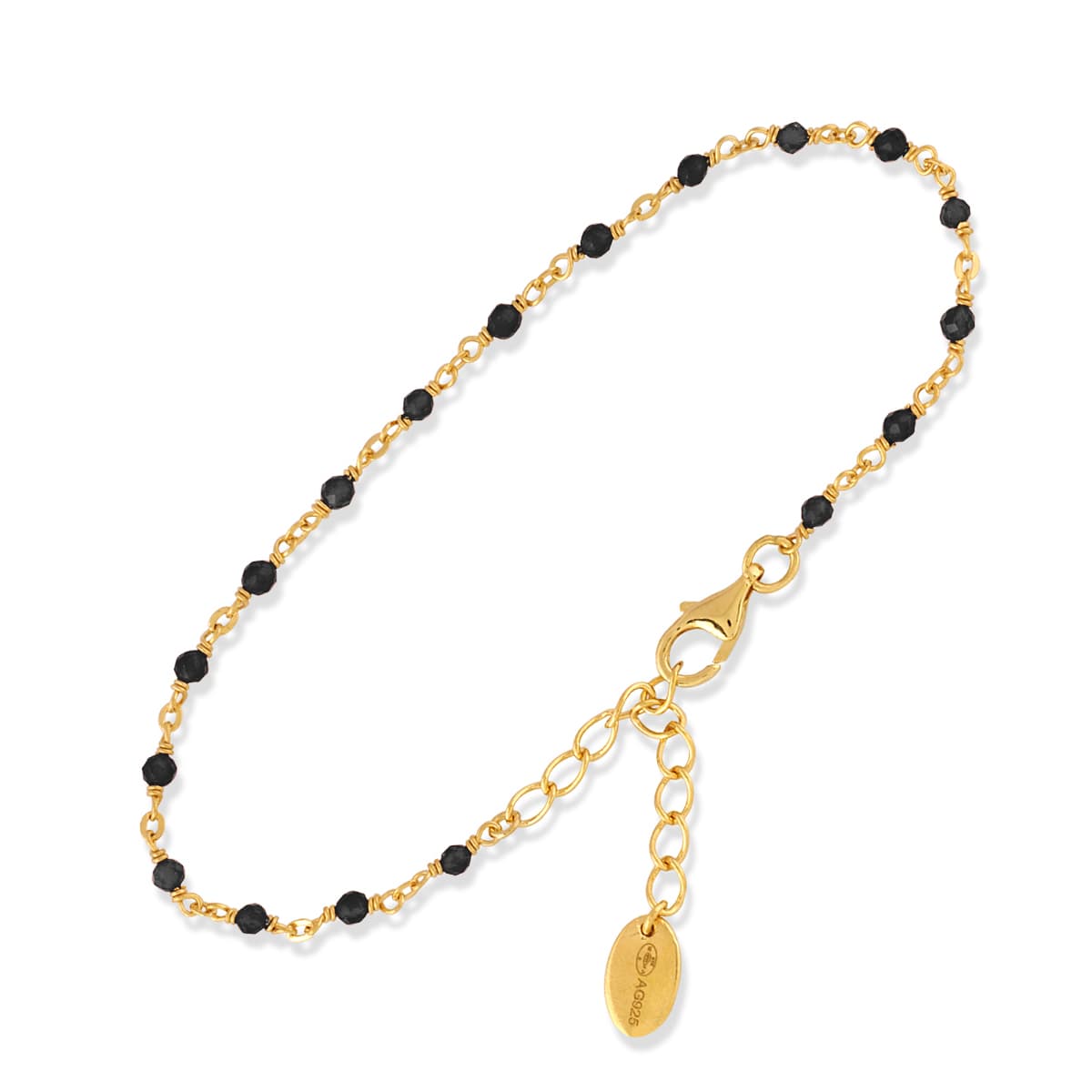 Bracelet en argent doré pierres noires