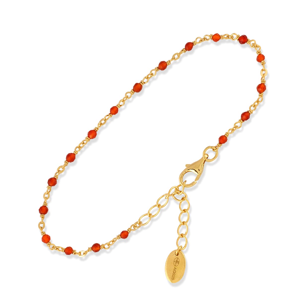 Bracelet en argent doré pierres rouges