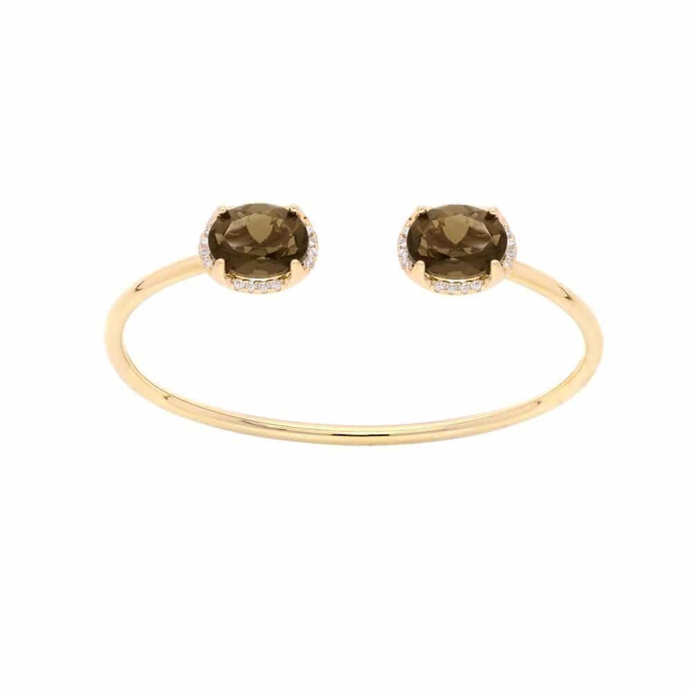 Bracelet jonc argent doré cristal brun