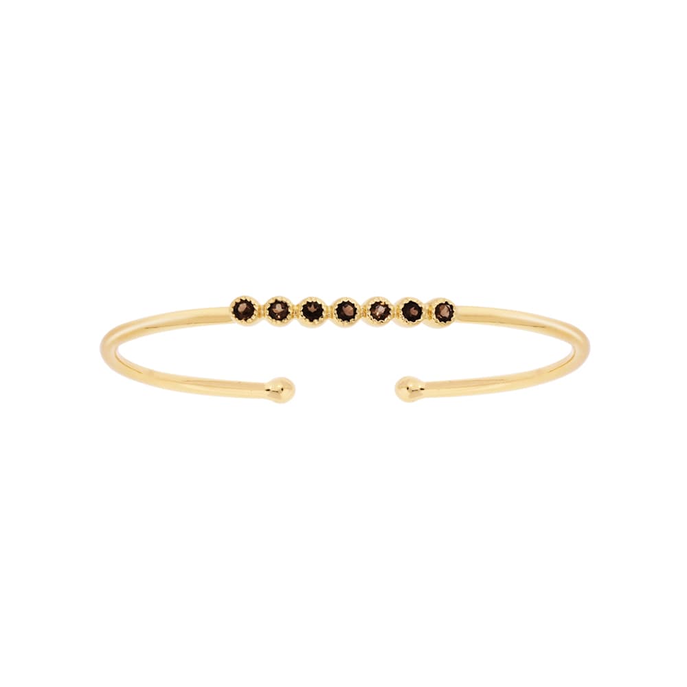 Bracelet jonc argent doré pierre marron