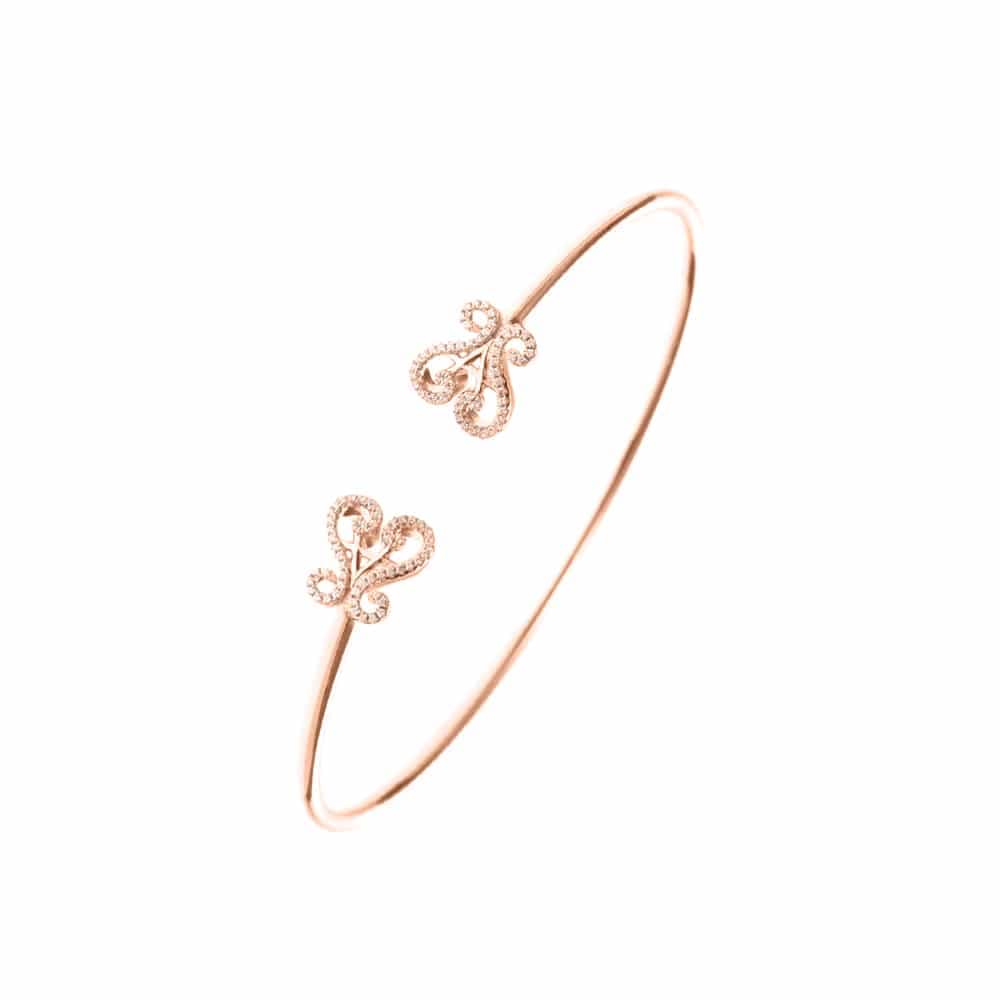 Bracelet jonc argent logo orus serti rose