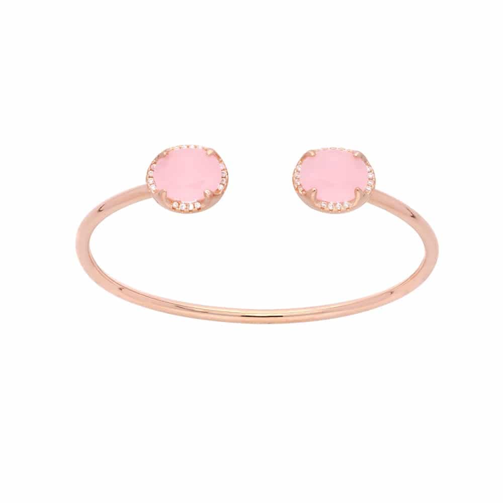 Bracelet jonc argent rose cristal rose