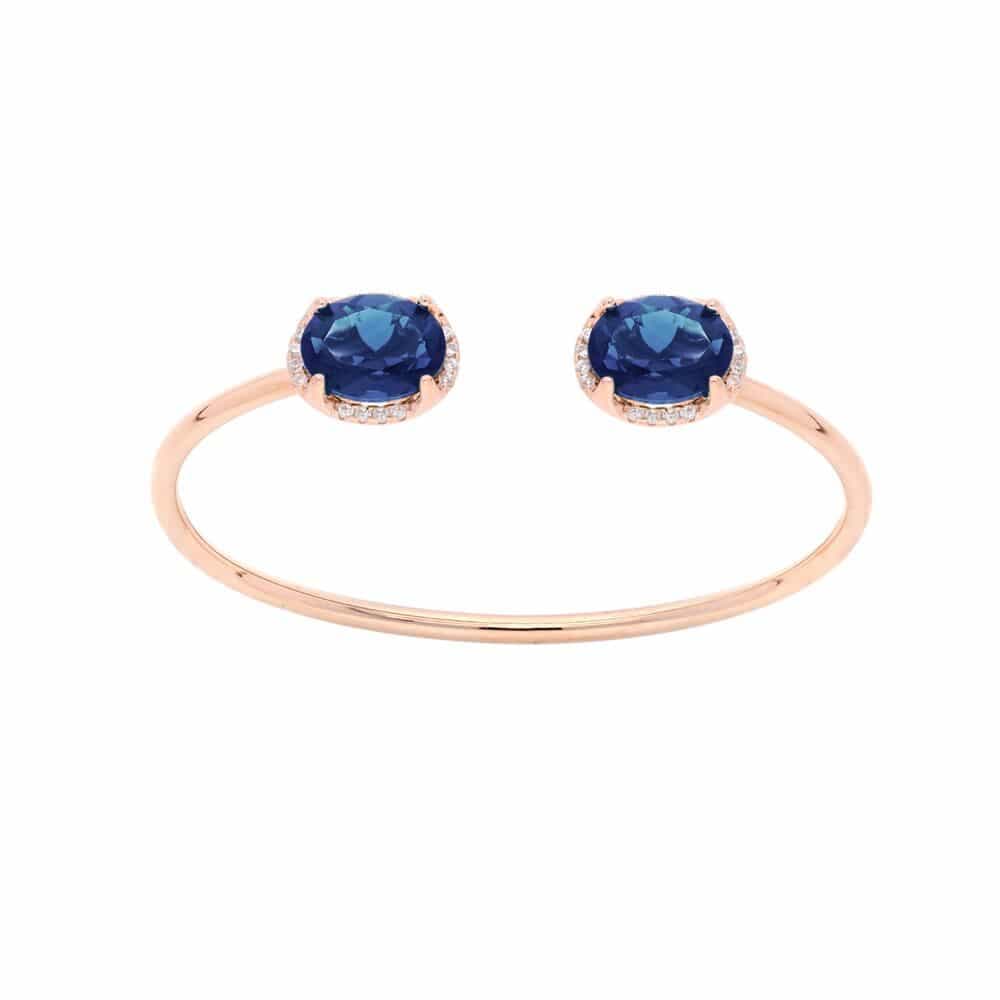 Bracelet jonc argent rose cristal marine