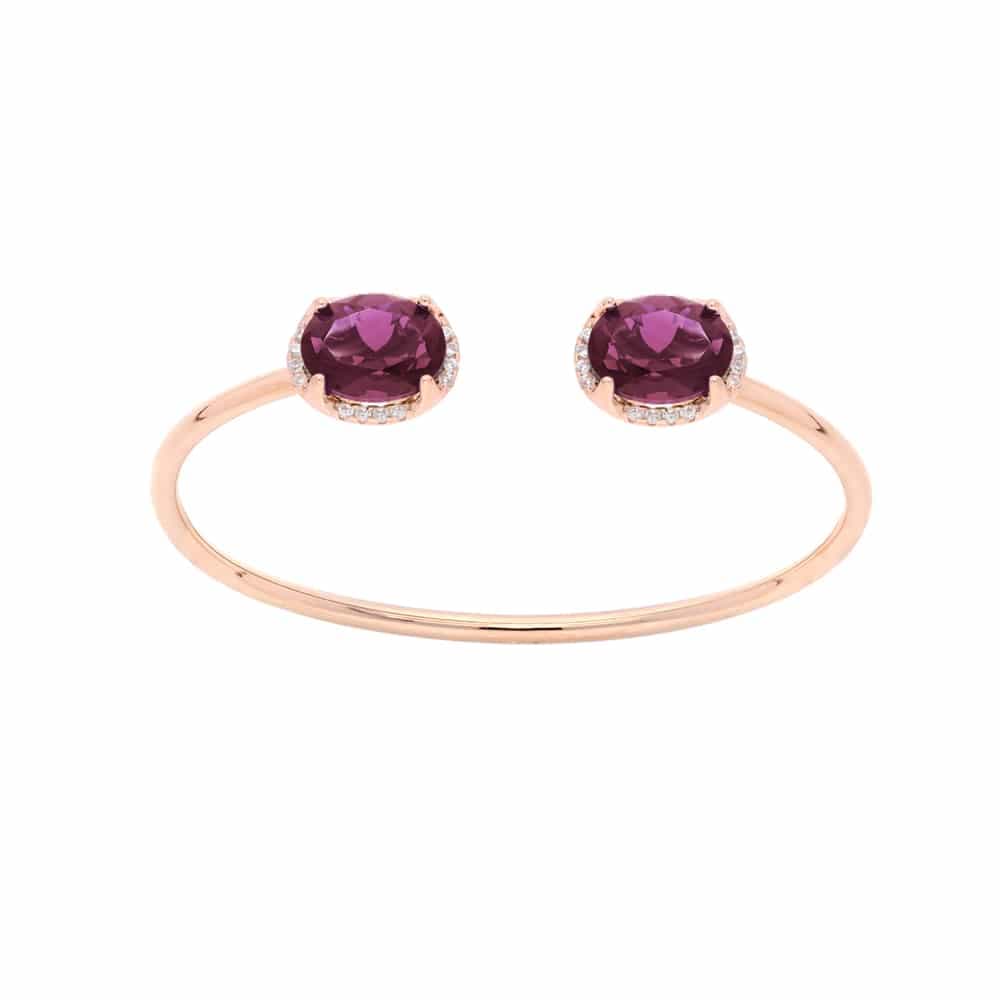 Bracelet jonc argent rose cristal prune