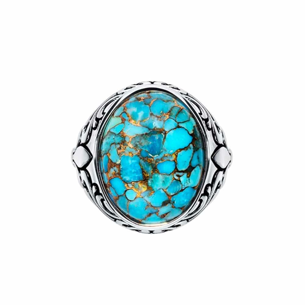 Chevalière homme royale turquoise argent
