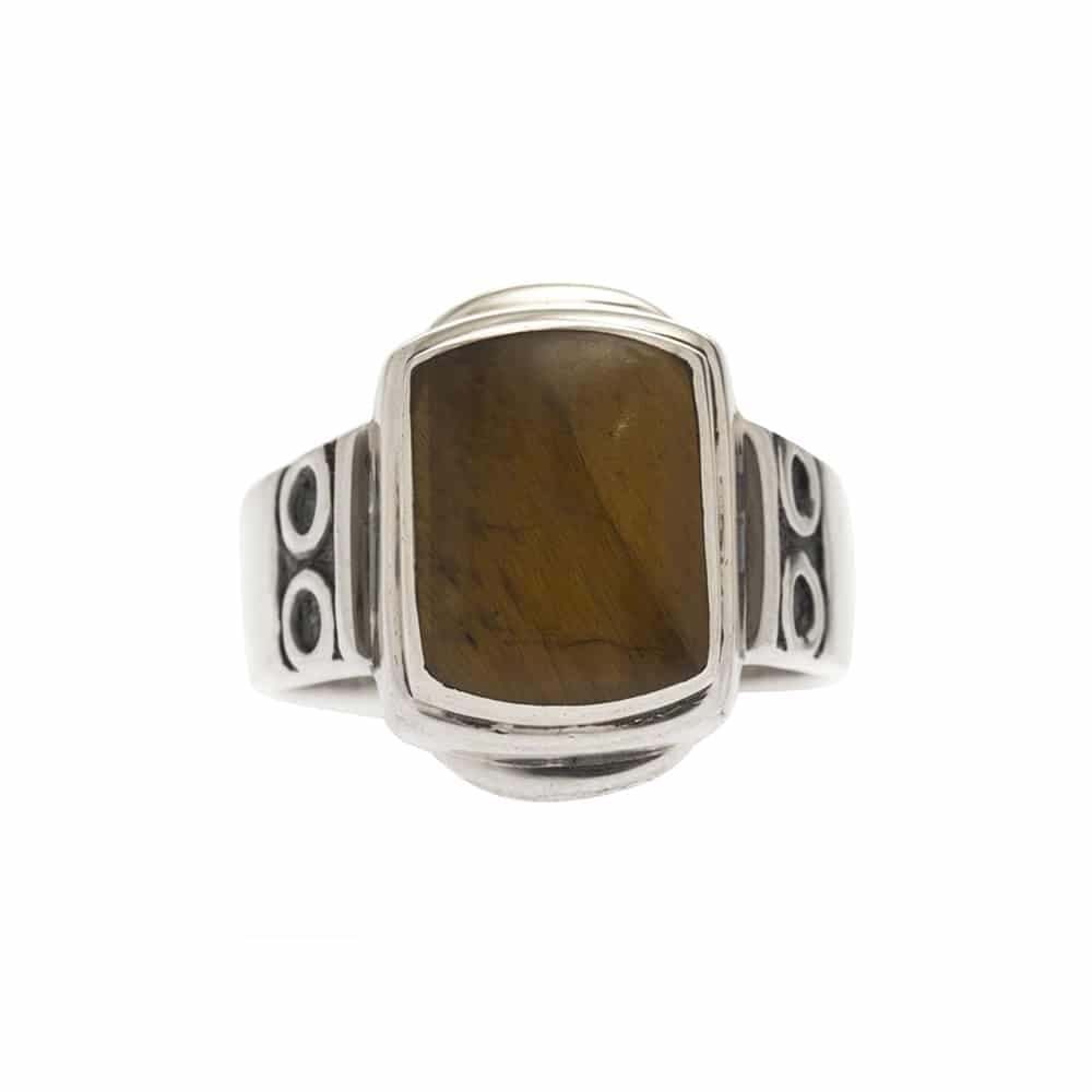 Chevalière homme œil de tigre originale argent