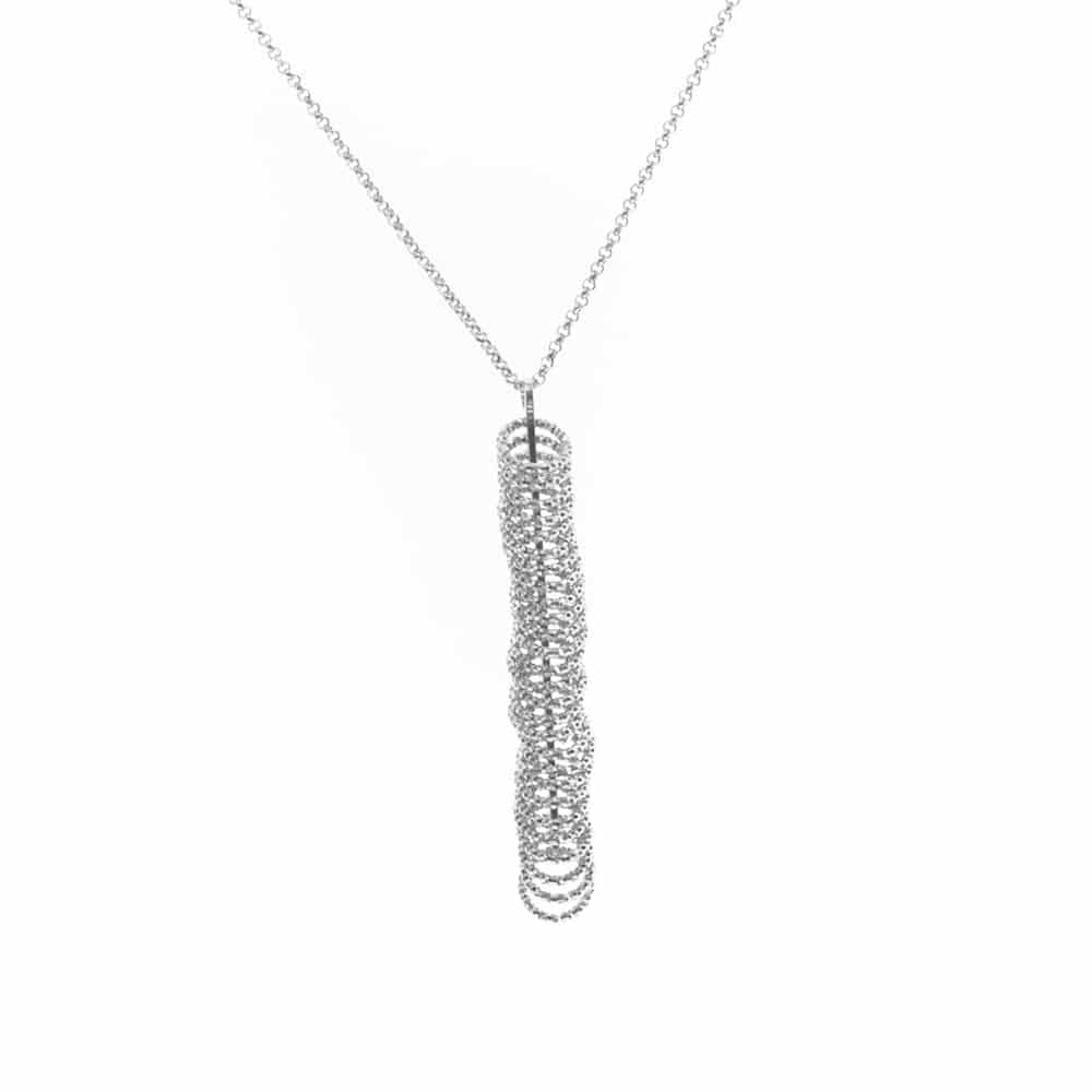 Collier femme argent rhodié anneaux diamanté
