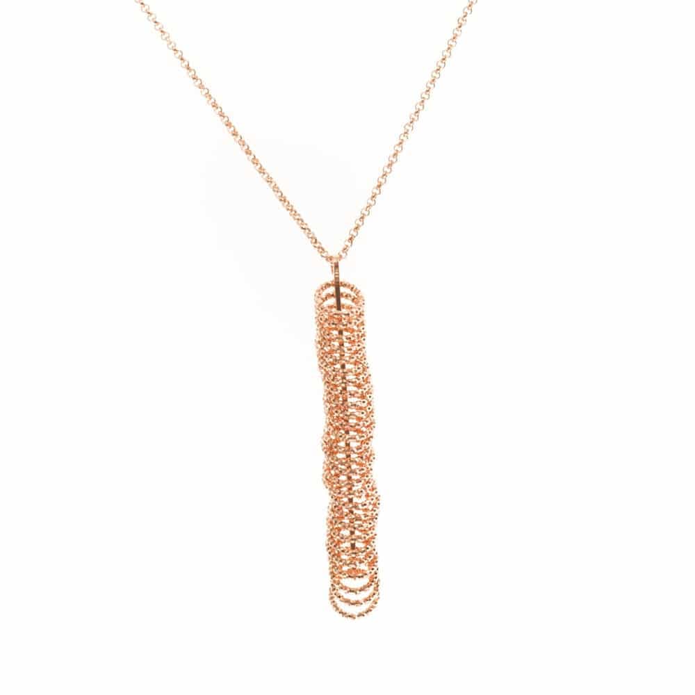 Collier femme argent rose anneaux diamanté