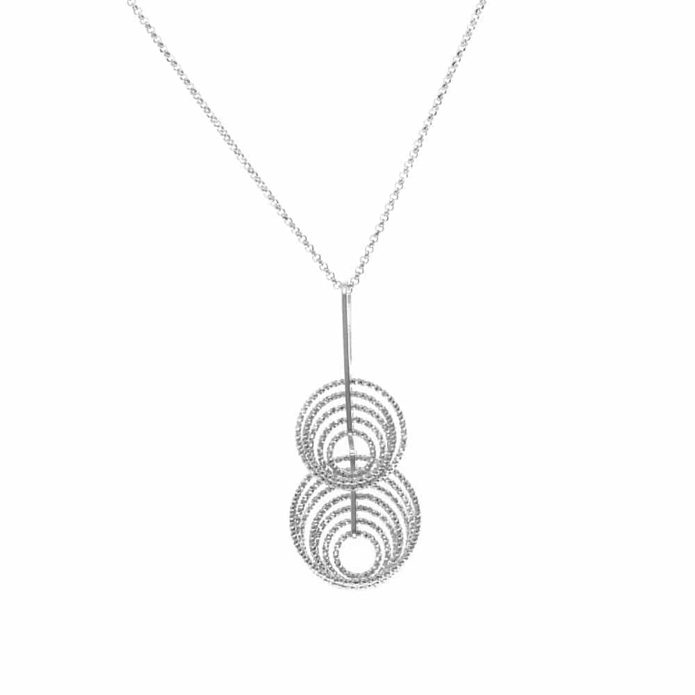 Collier femme spirale vertige argent rhodié diamanté