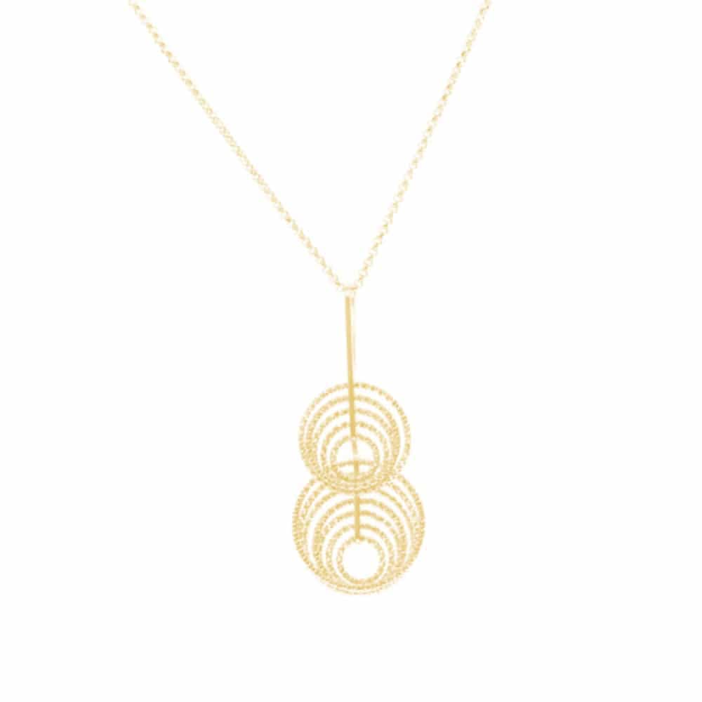 Collier femme spirale vertige argent doré diamanté