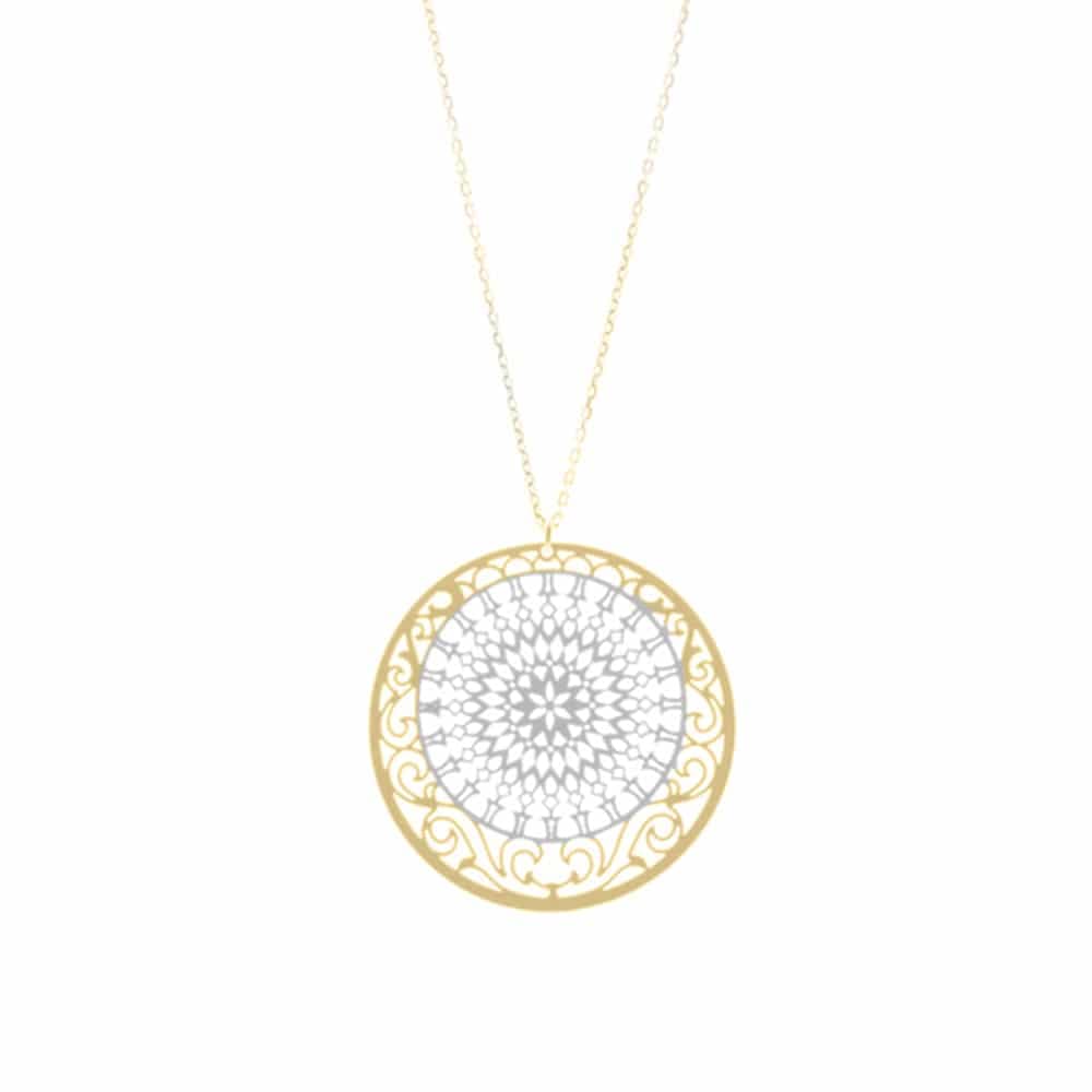 Collier argent arabesque doré