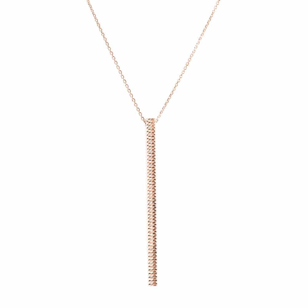 Collier argent barrette effet diamante rose