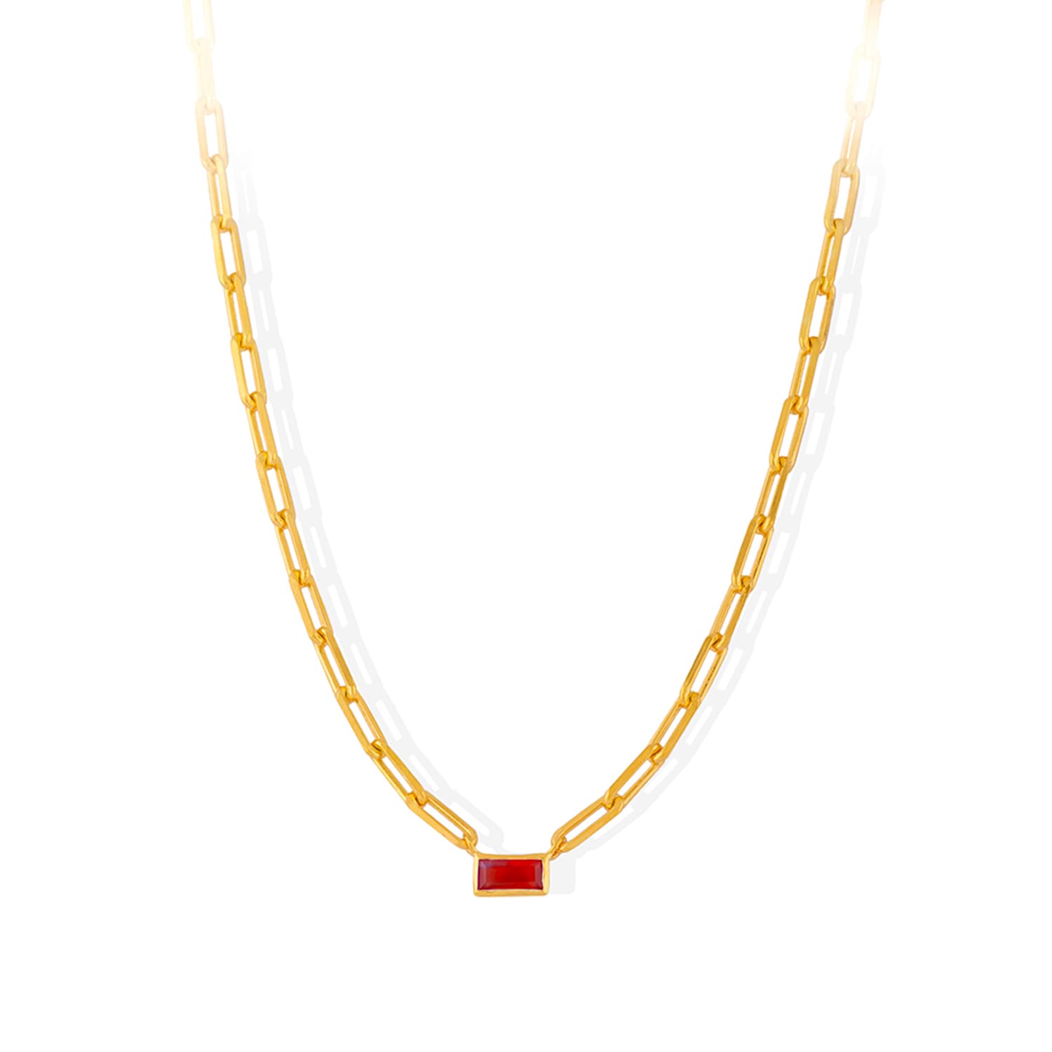 Collier argent chaine doré pierre onyx rouge