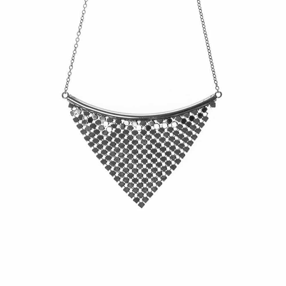 Collier argent cotte de maille d'autrefois noir