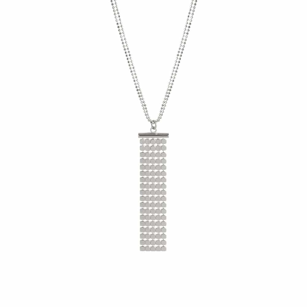 Collier argent cotte de maille pendentif rhodié