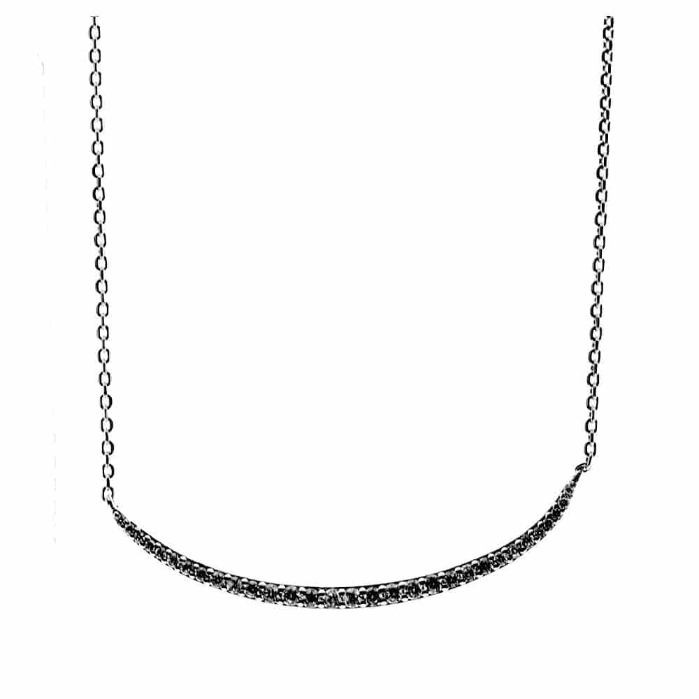 Collier argent courbe sertie noir