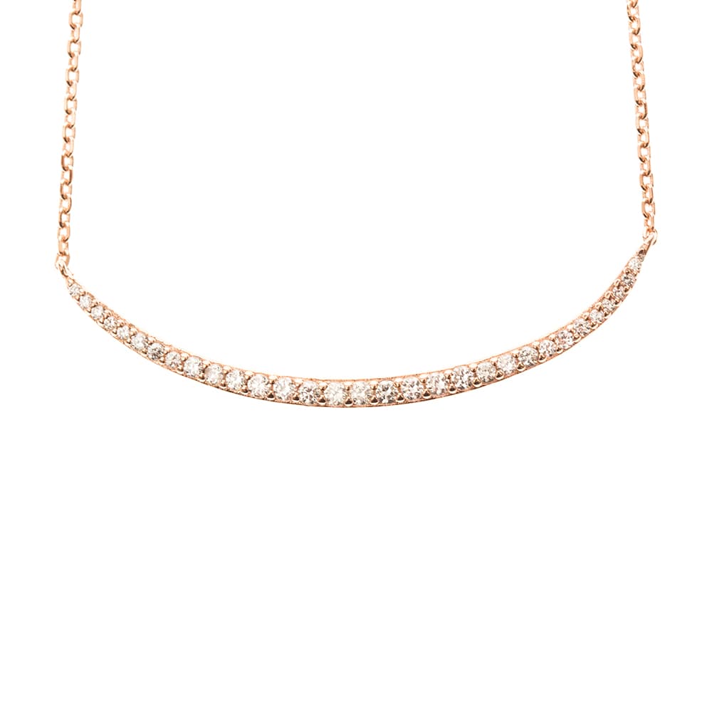 Collier argent courbe sertie rose
