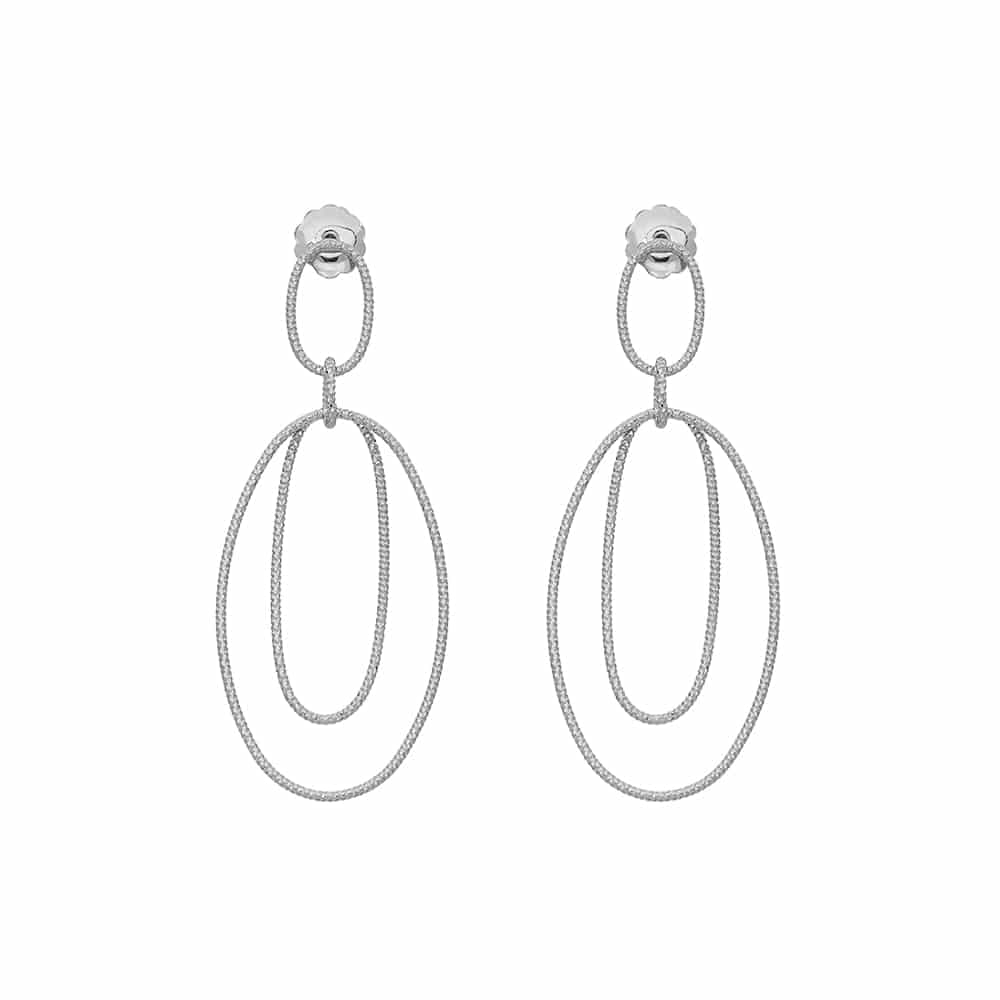 Boucles d'oreilles en argent diamanté double ovale