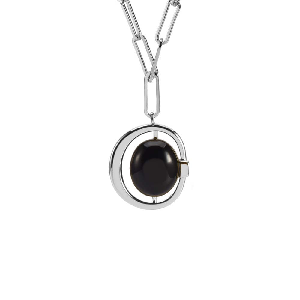Collier argent rhodié alice onyx noire