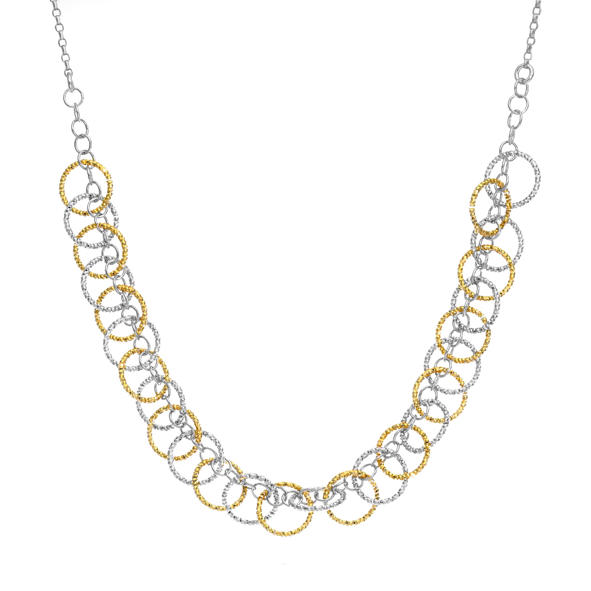 Collier argent doré bicolore cercles multiples