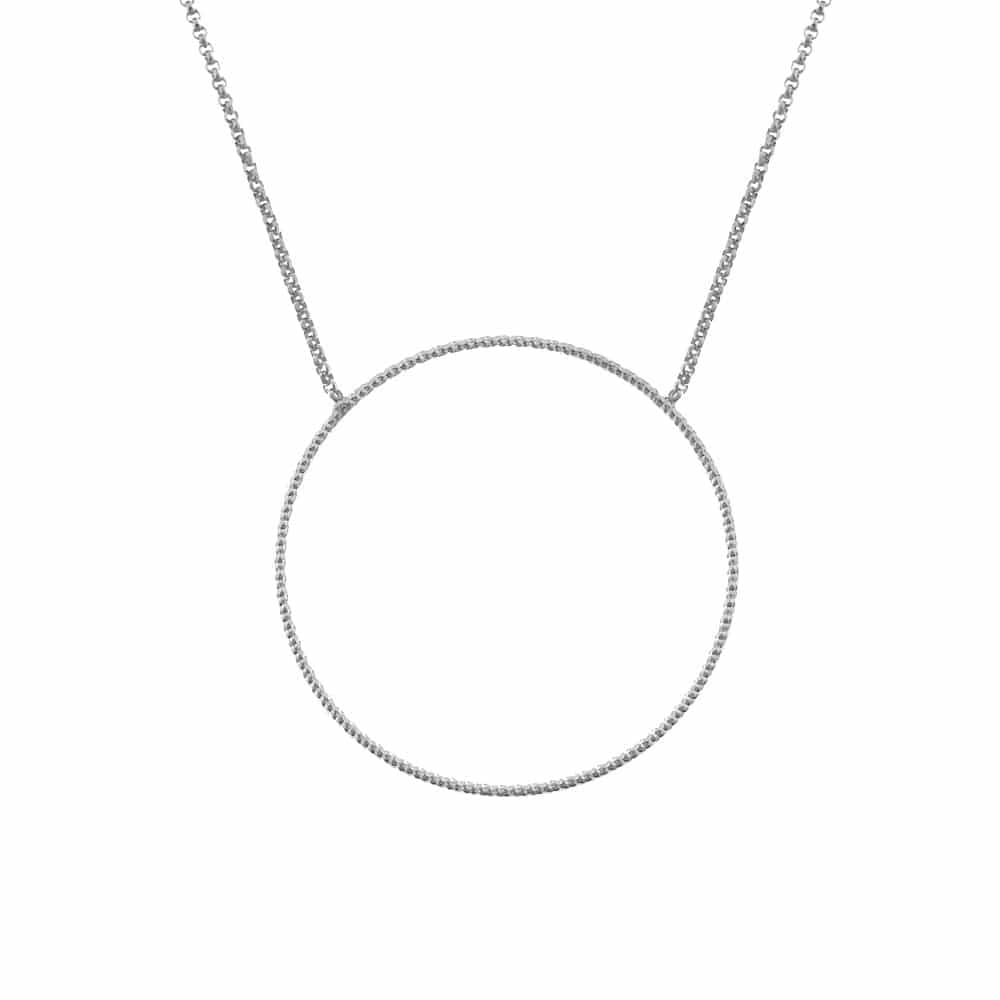 Collier argent rhodié cercle diamanté