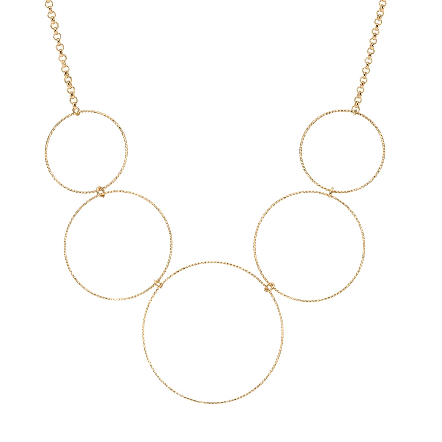 Collier argent doré cercles diamantés