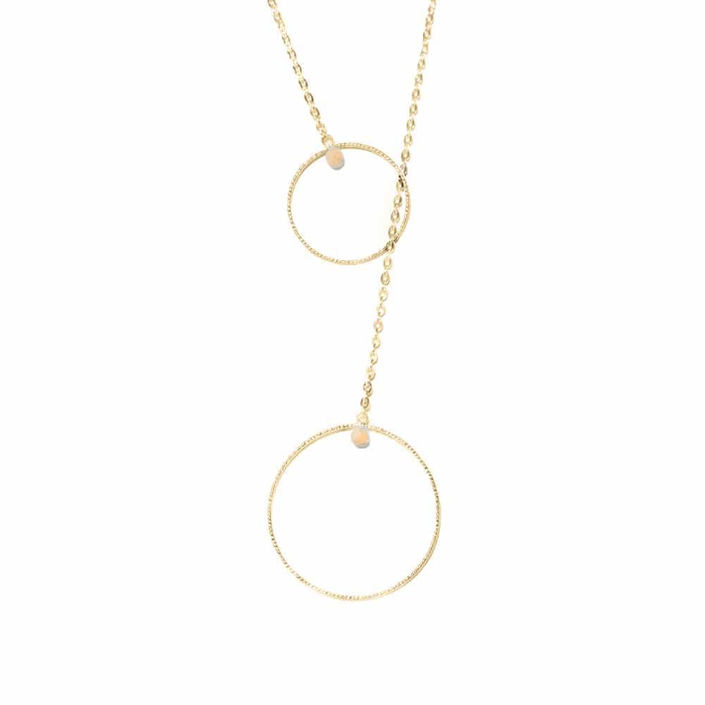 Collier argent doré cravate bulle et pierre de lune