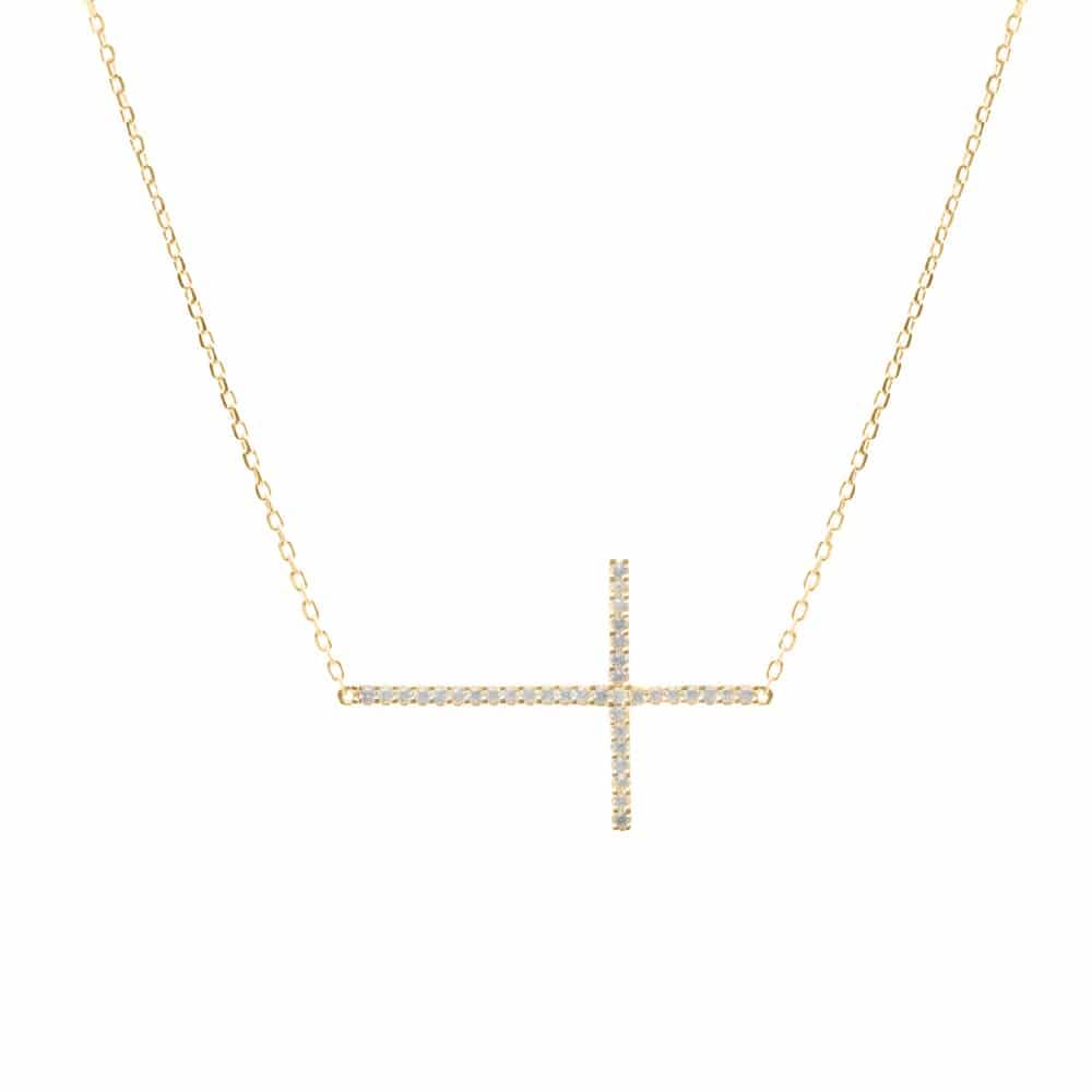 Collier argent doré croix horizontale