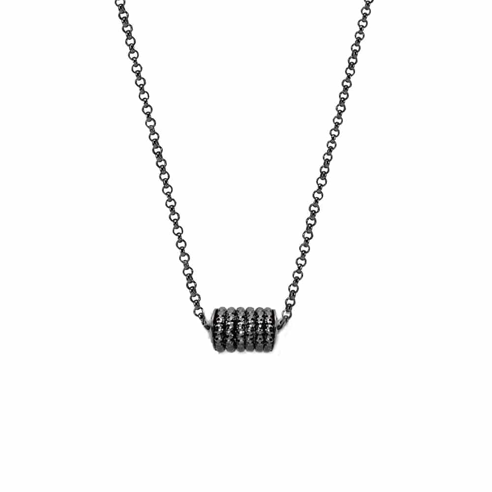 Collier argent noir diamanté claudia
