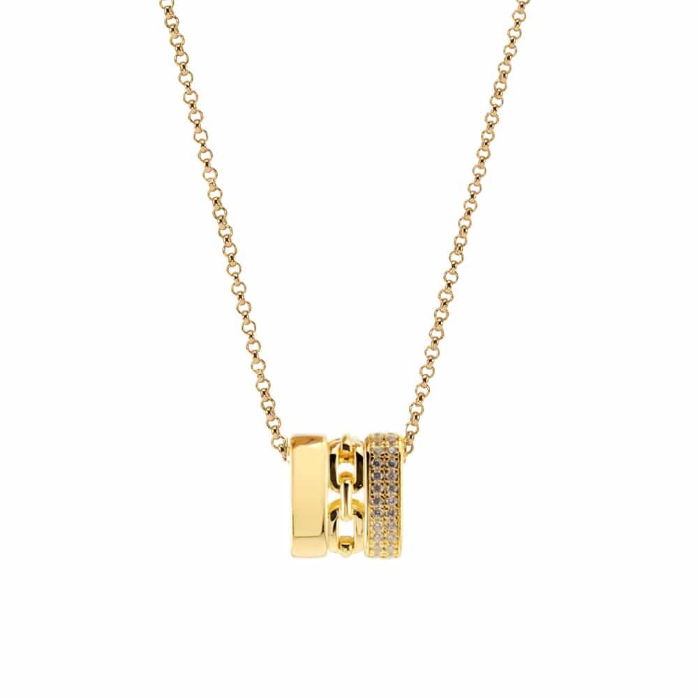 Collier  argent doré Sissi sertie de zirconium blanc