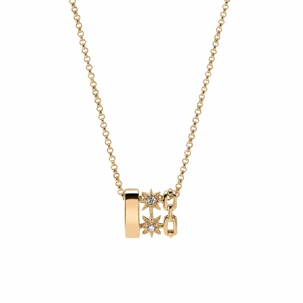 Collier argent doré Étoile sertie de zirconium blanc