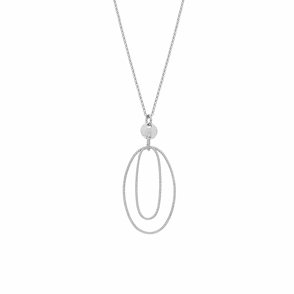 Collier argent diamanté double ovale