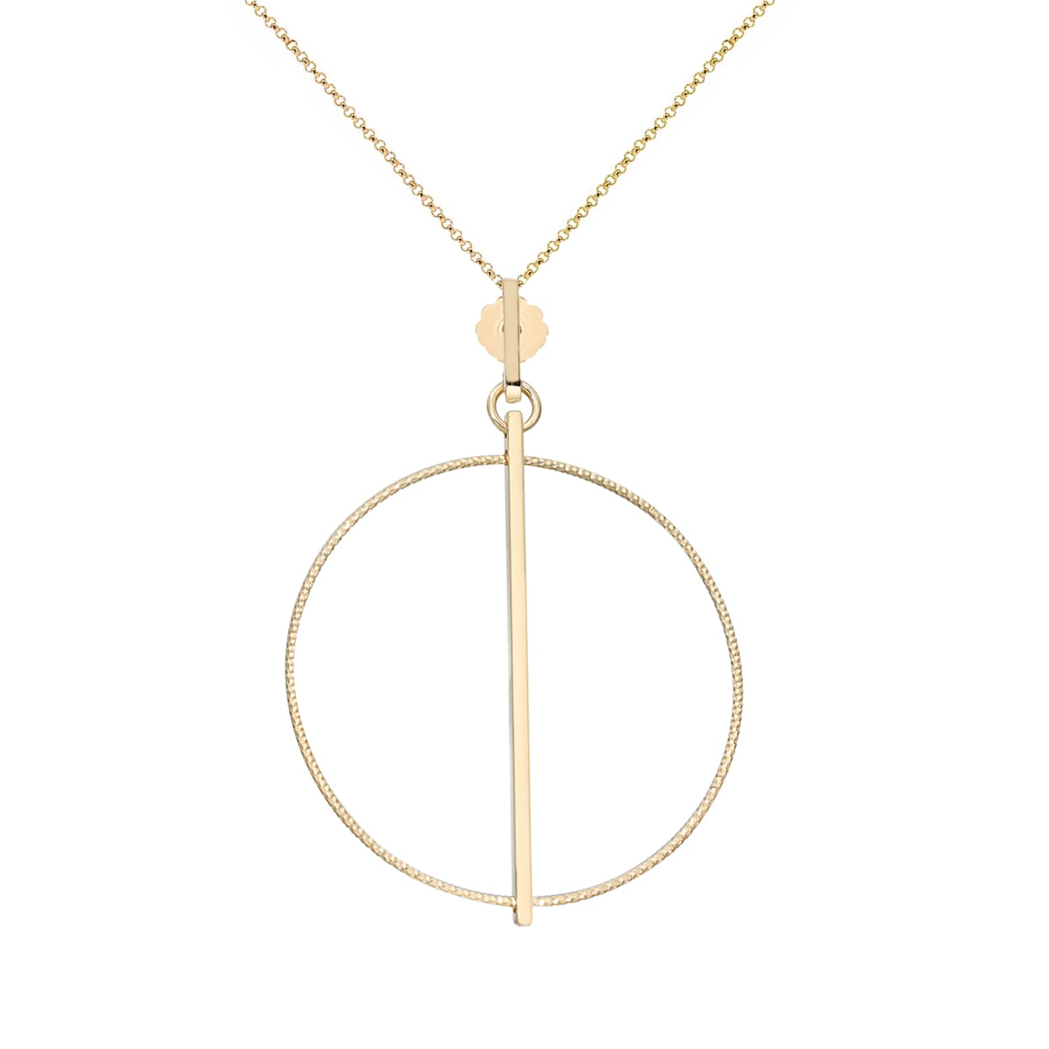 Collier argent doré cercle diamanté et lisse