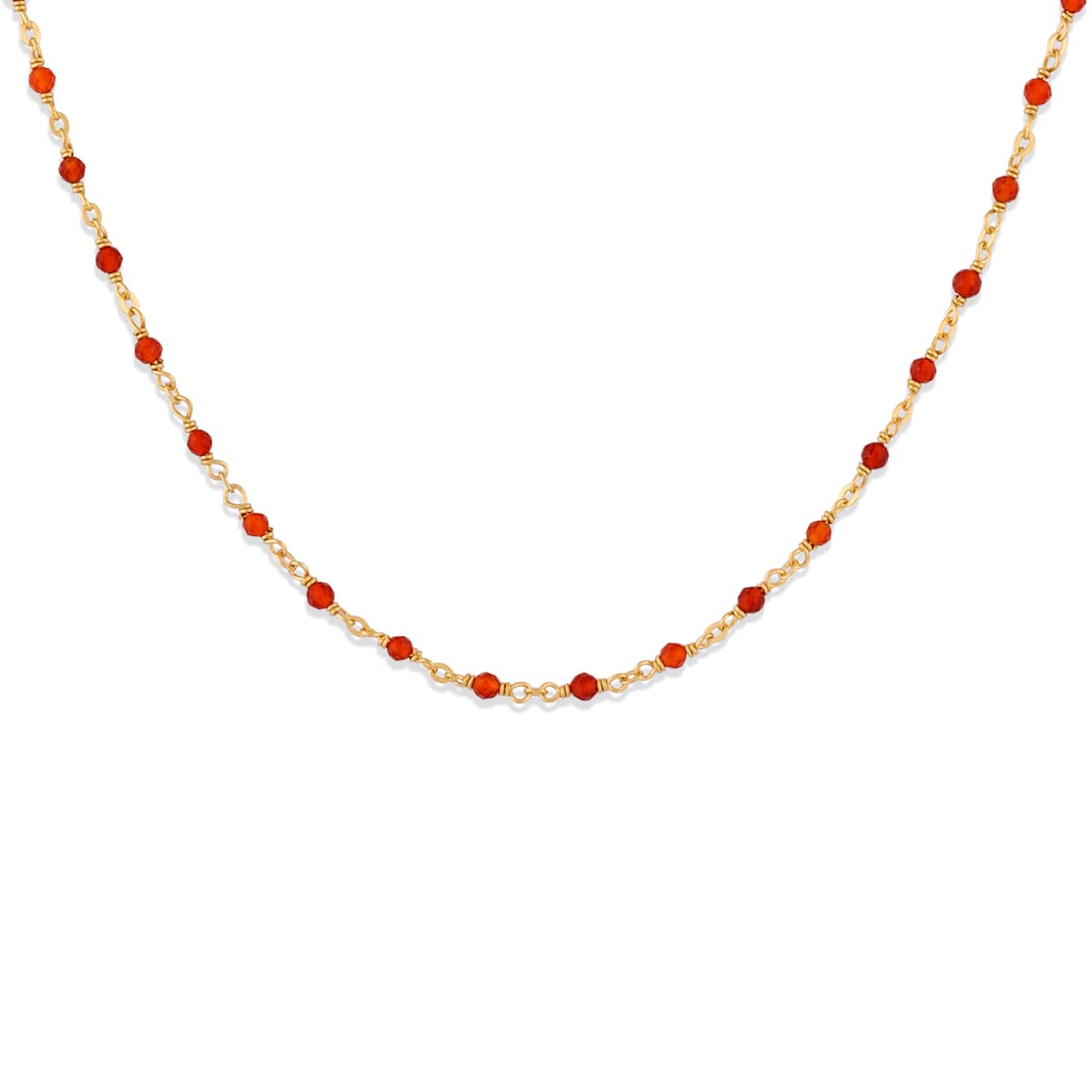 Collier argent doré et pierres naturelles rouges