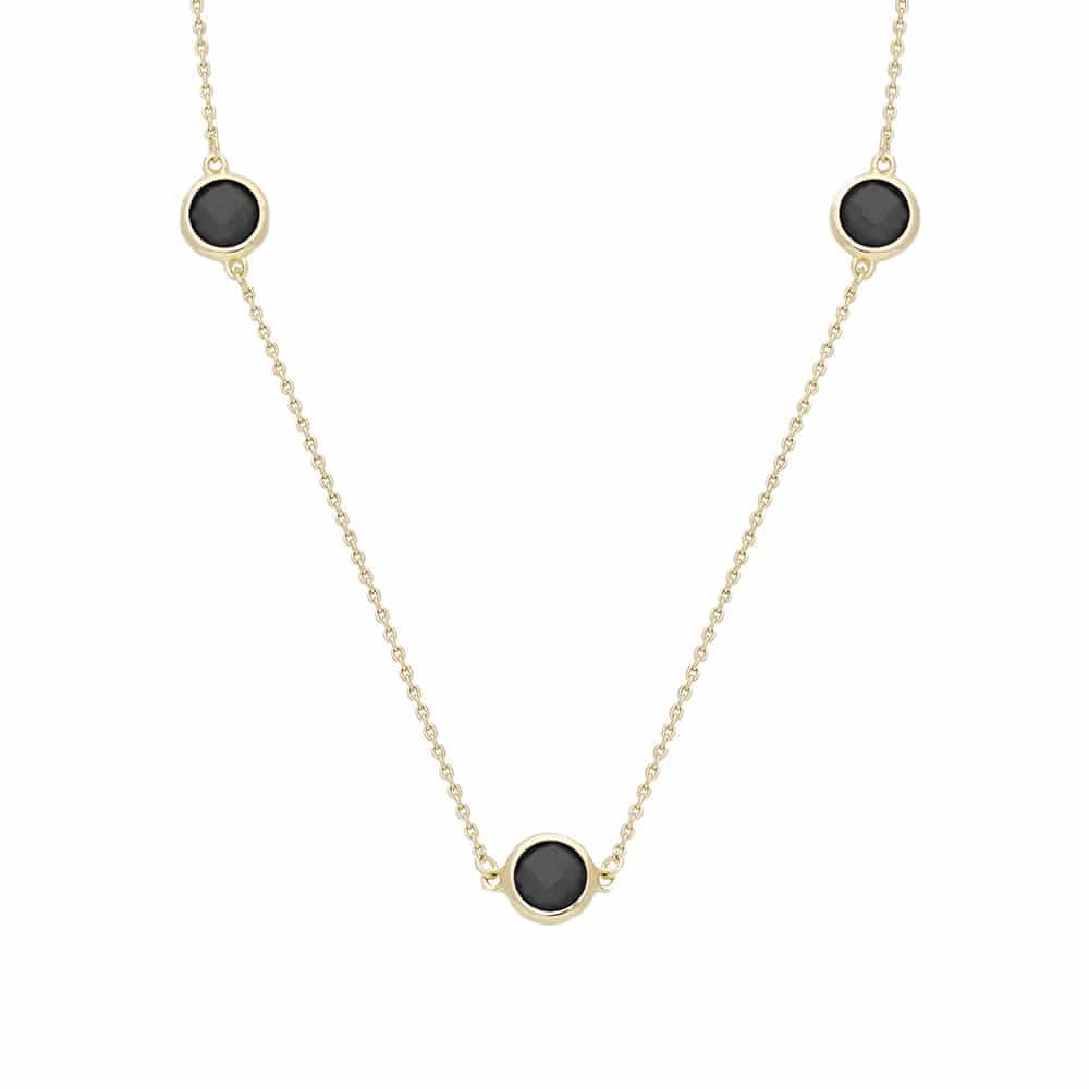 Collier argent dore goutte de cristal noir