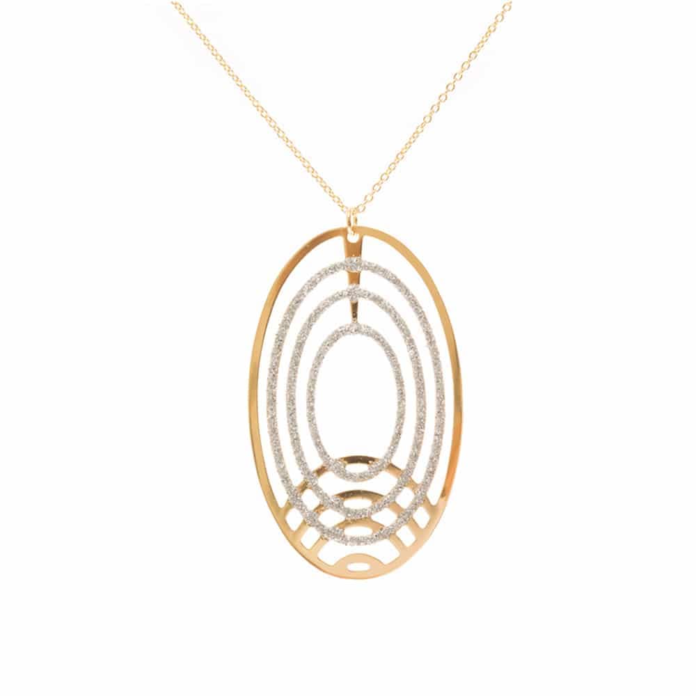 Collier argent doré horizon ovale scintillant