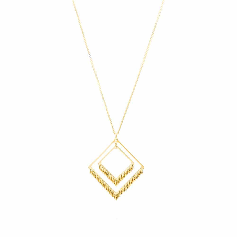 Collier femme argent doré losanges diamanté