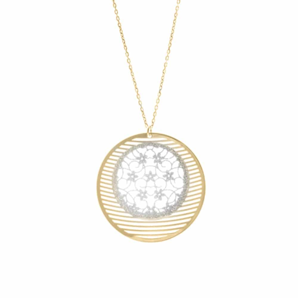 Collier argent dore petites fleurs a l'horizon
