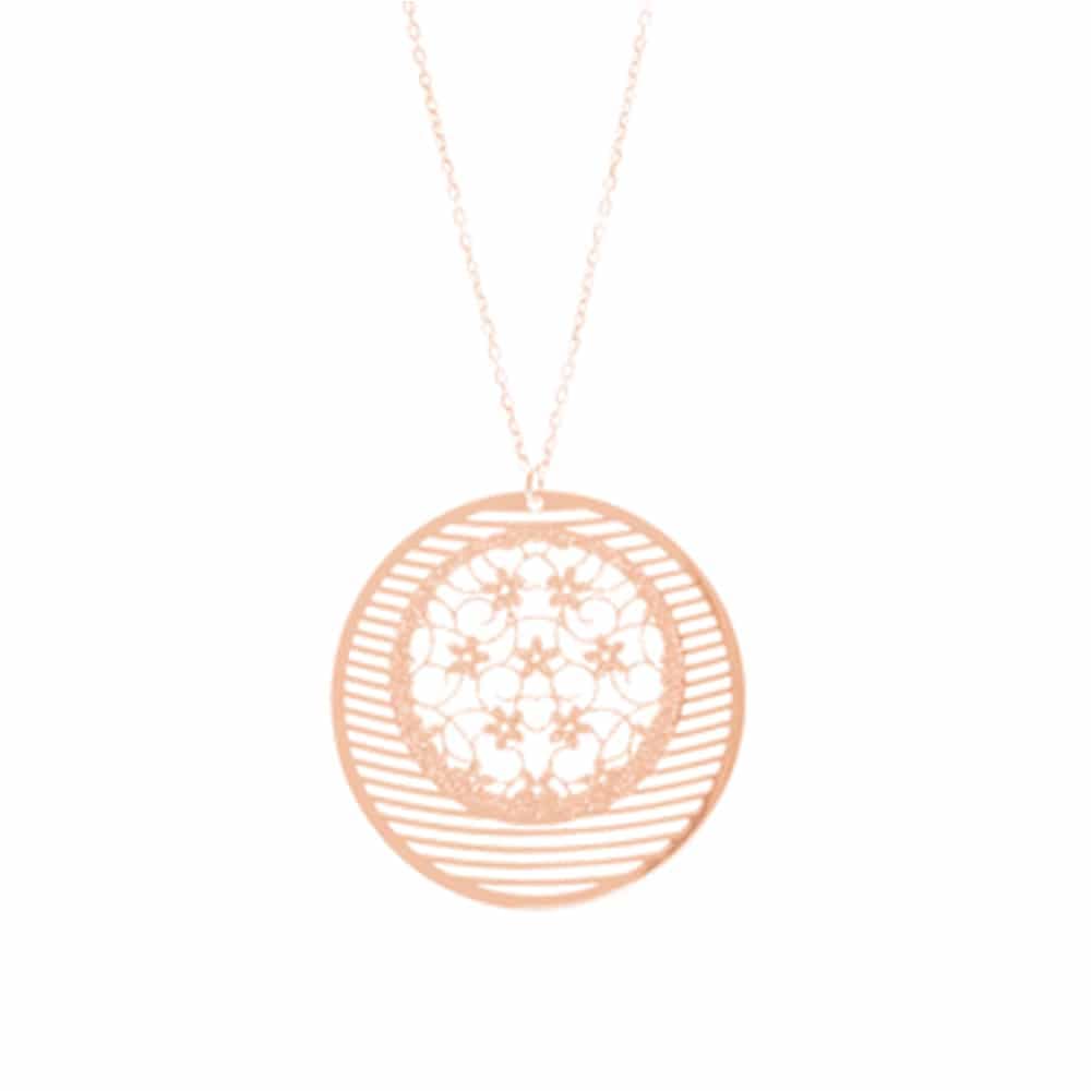 Collier argent rose petites fleurs a l'horizon