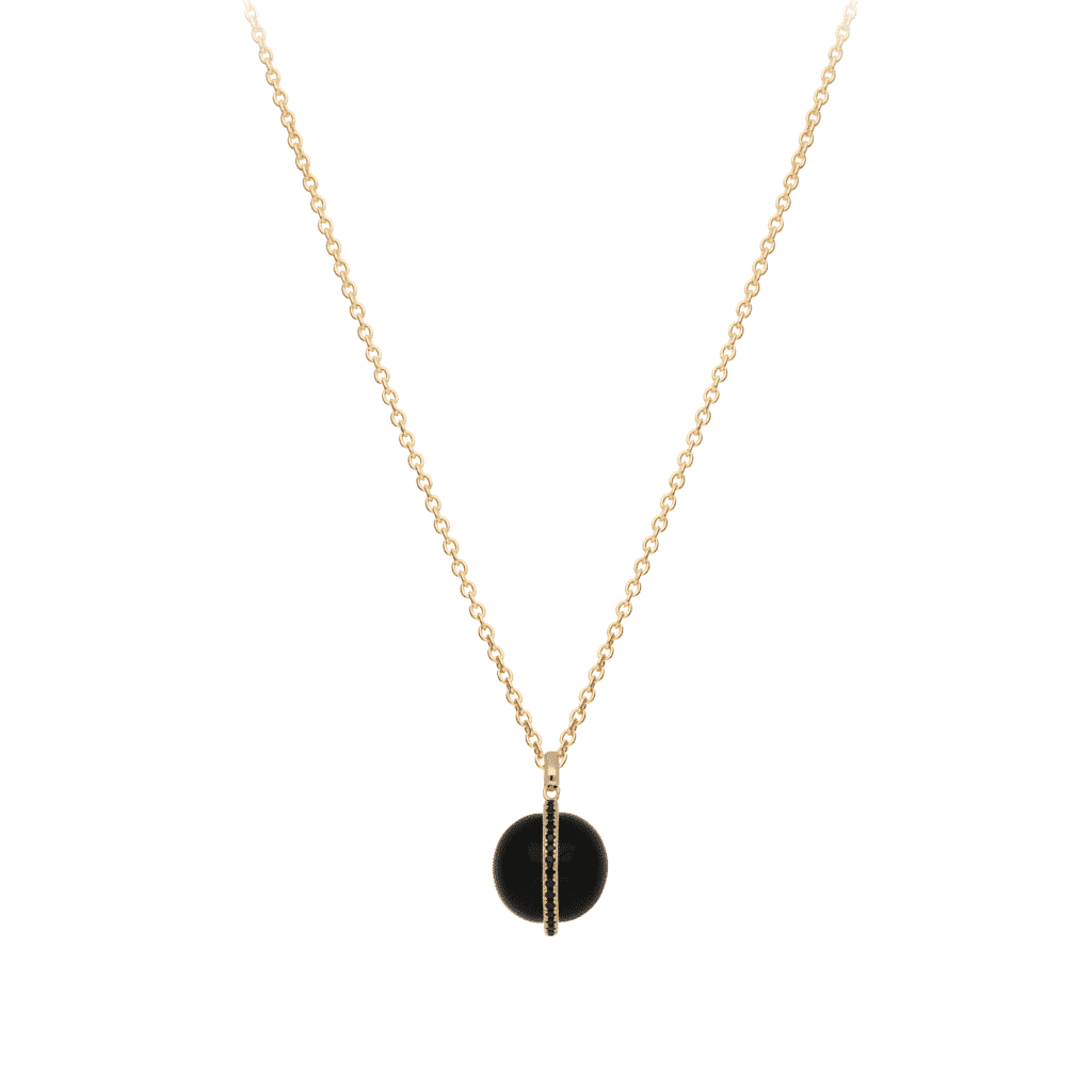 Collier argent doré sphère noire sertie