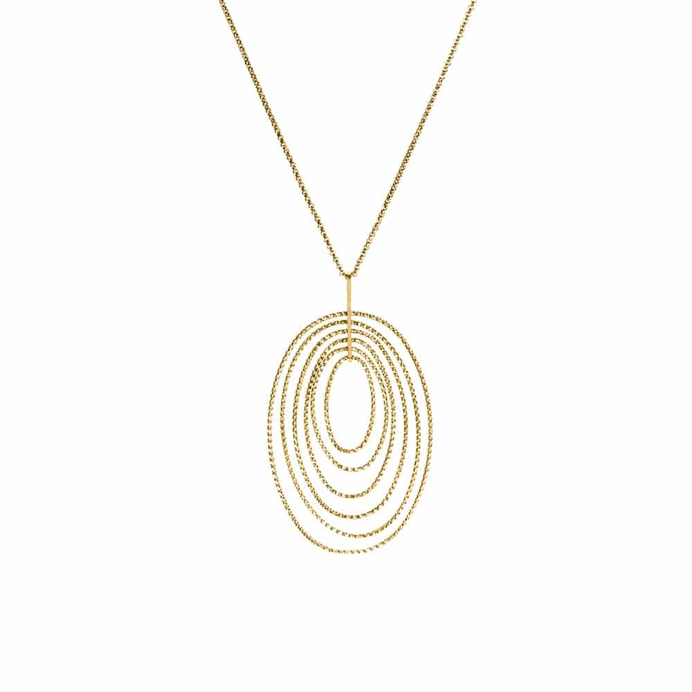 Collier argent doré ovale diamanté