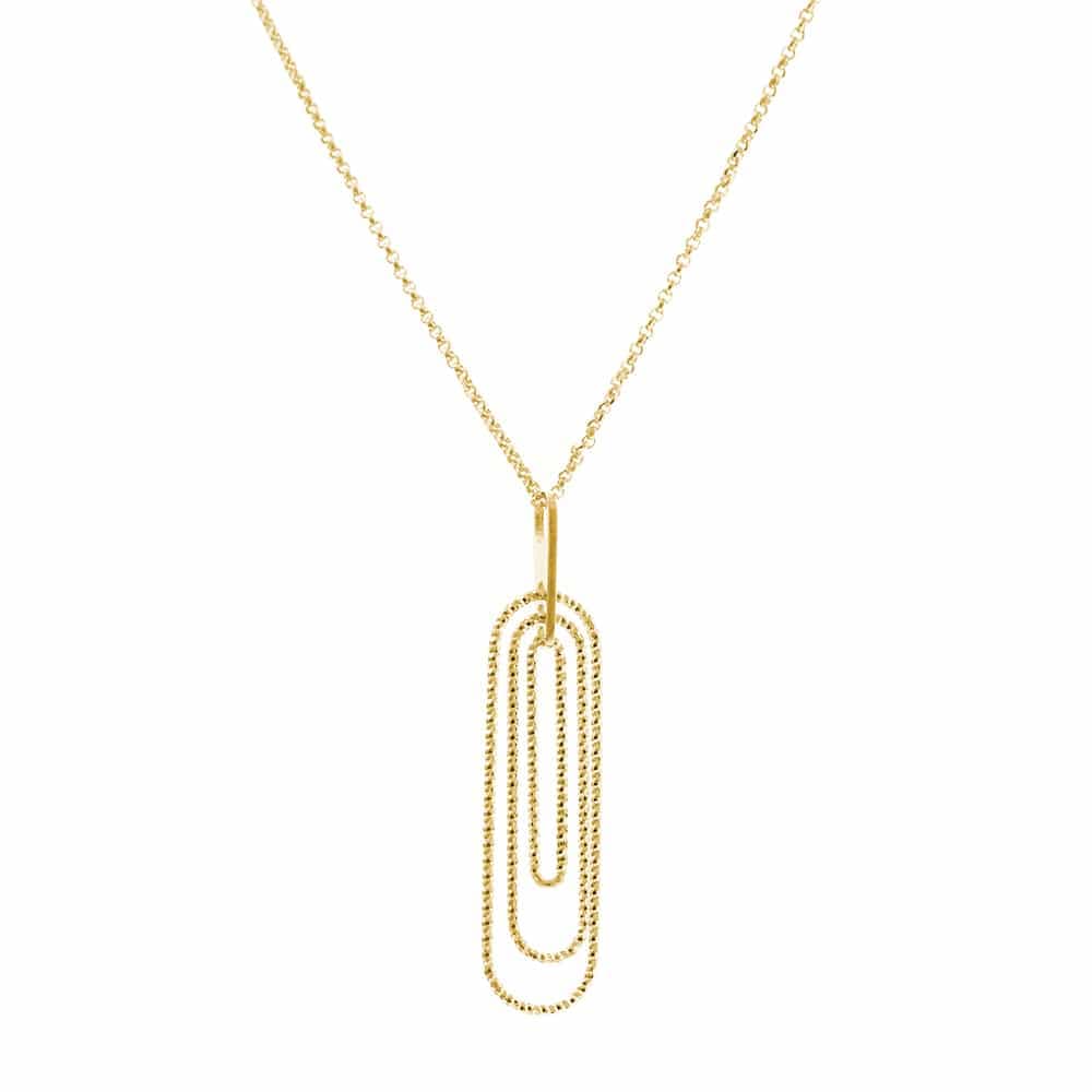 Collier argent dore trombone effet diamante