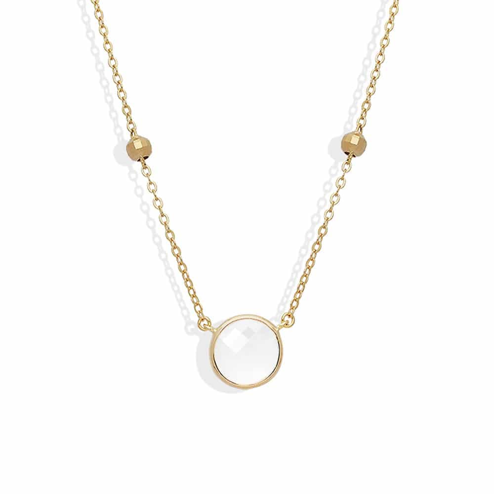 Collier argent doré valentine cristal blanc