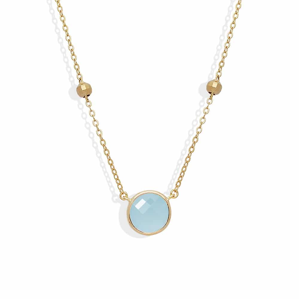 Collier argent doré valentine cristal vert eau