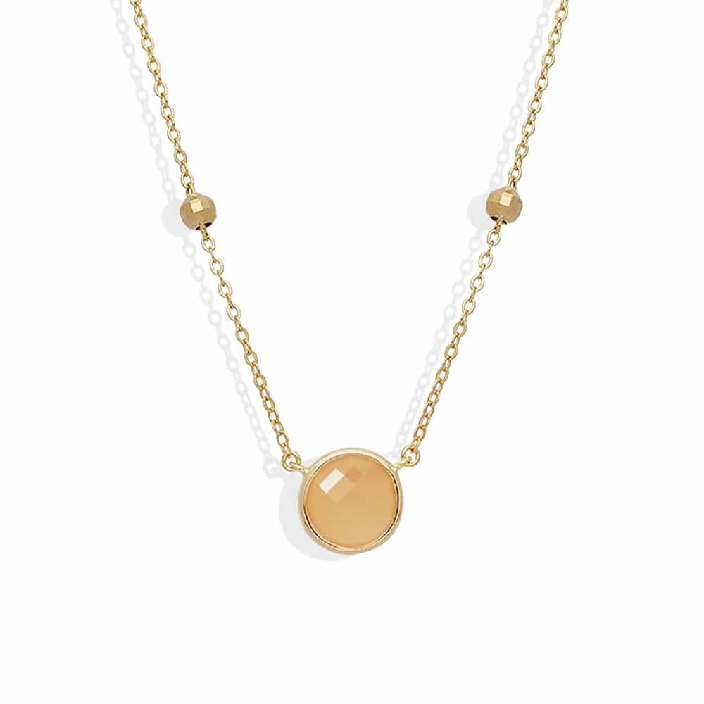 Collier argent doré valentine cristal pêche