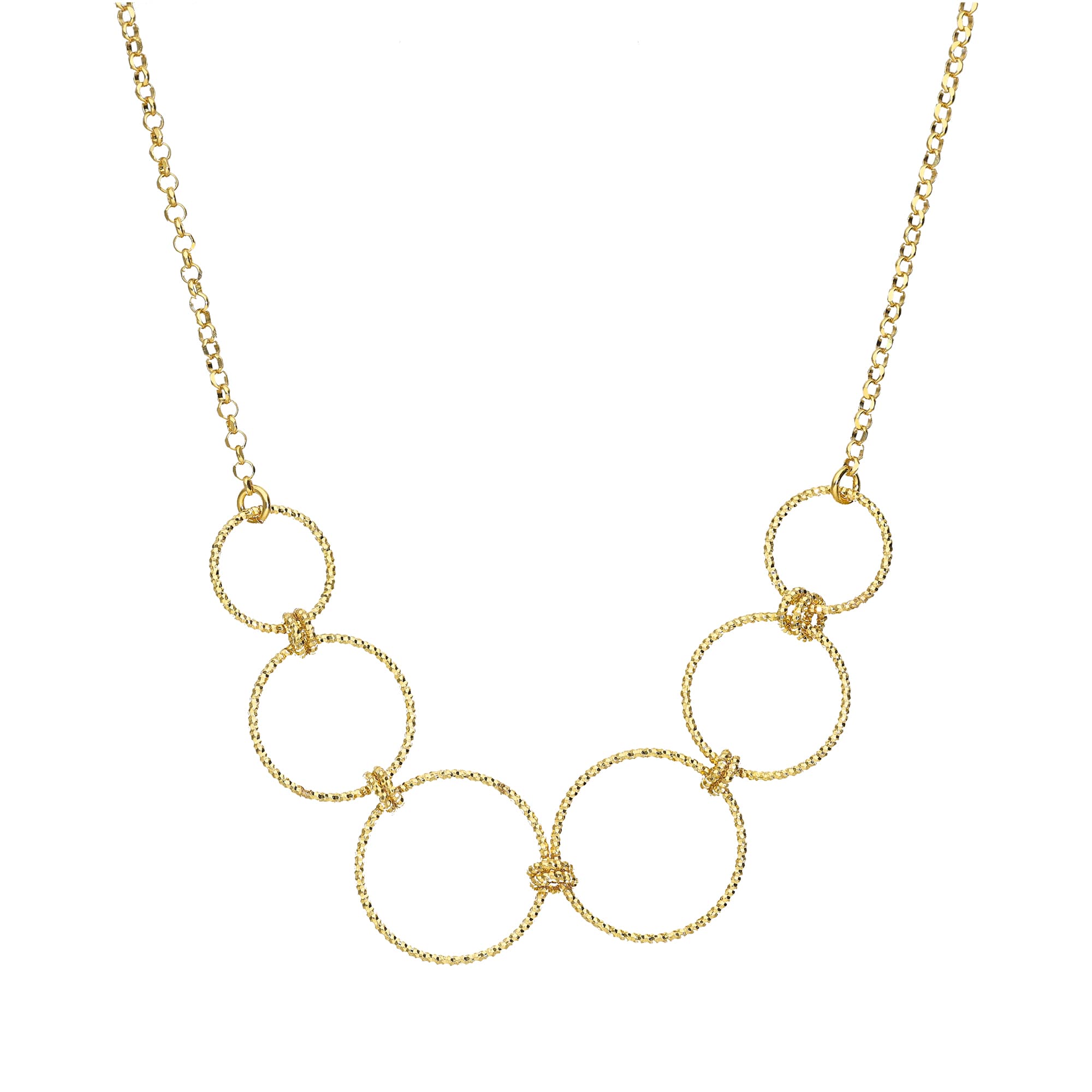 Collier argent doré cascade d anneaux