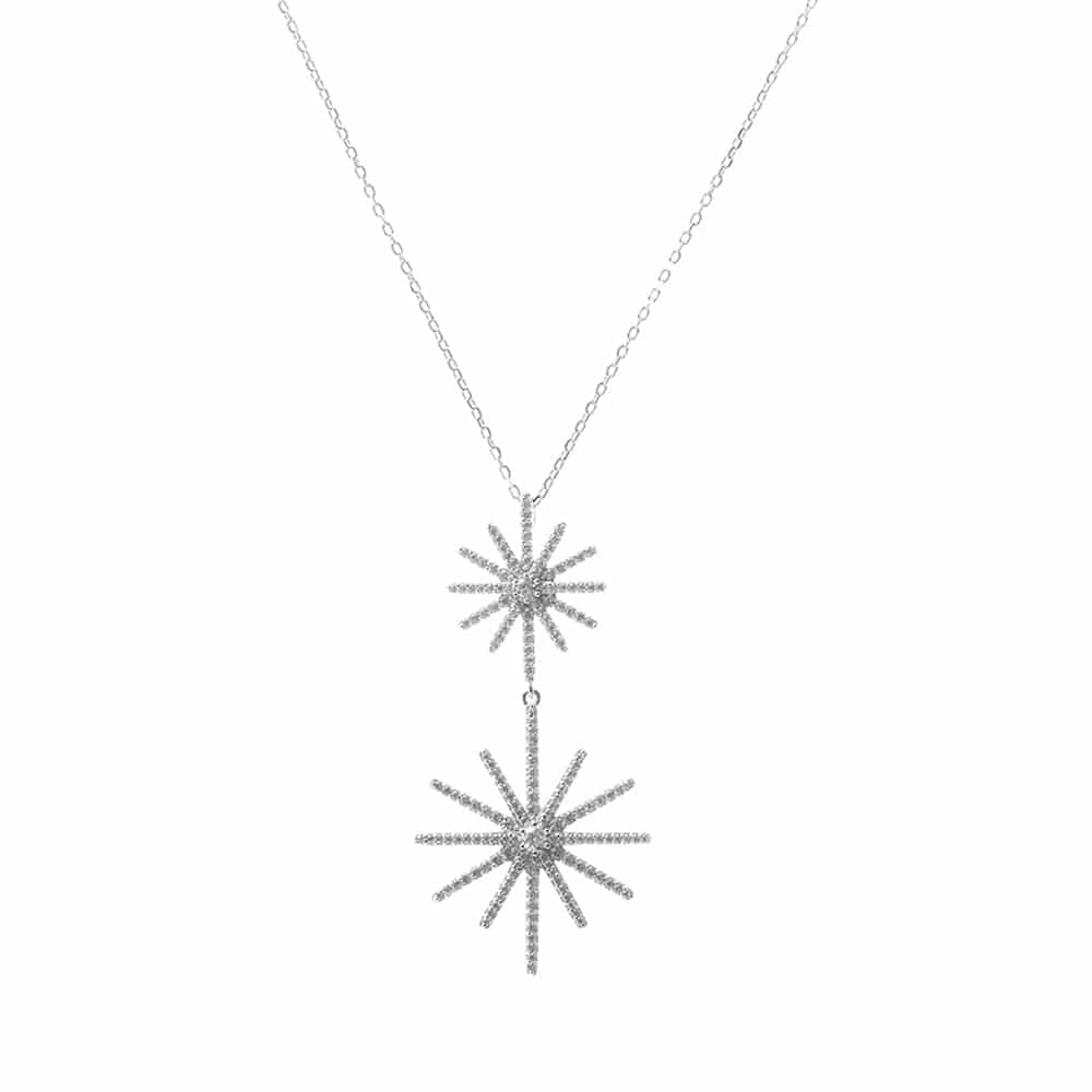 Collier argent deux étoiles