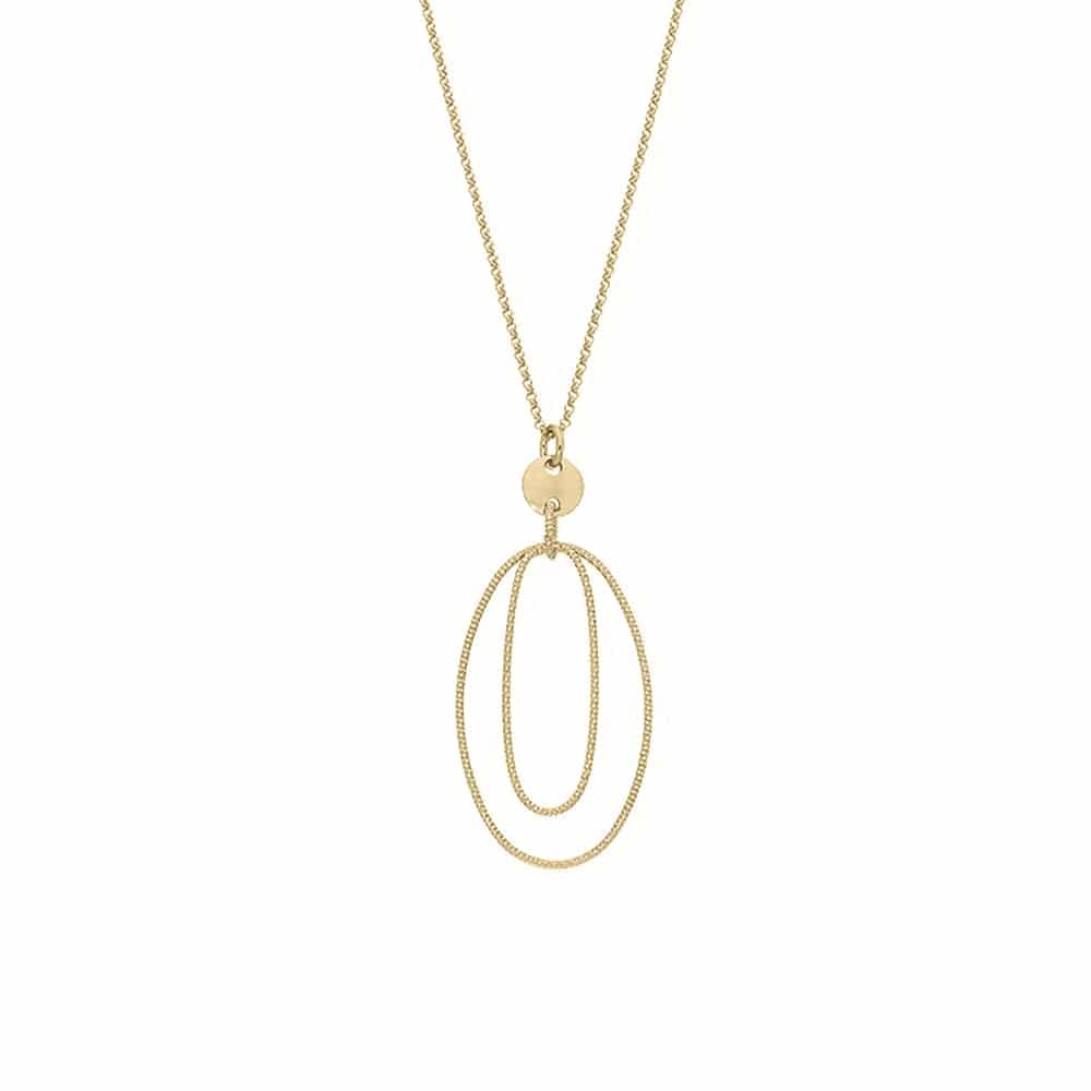 Collier argent doré diamanté double ovale