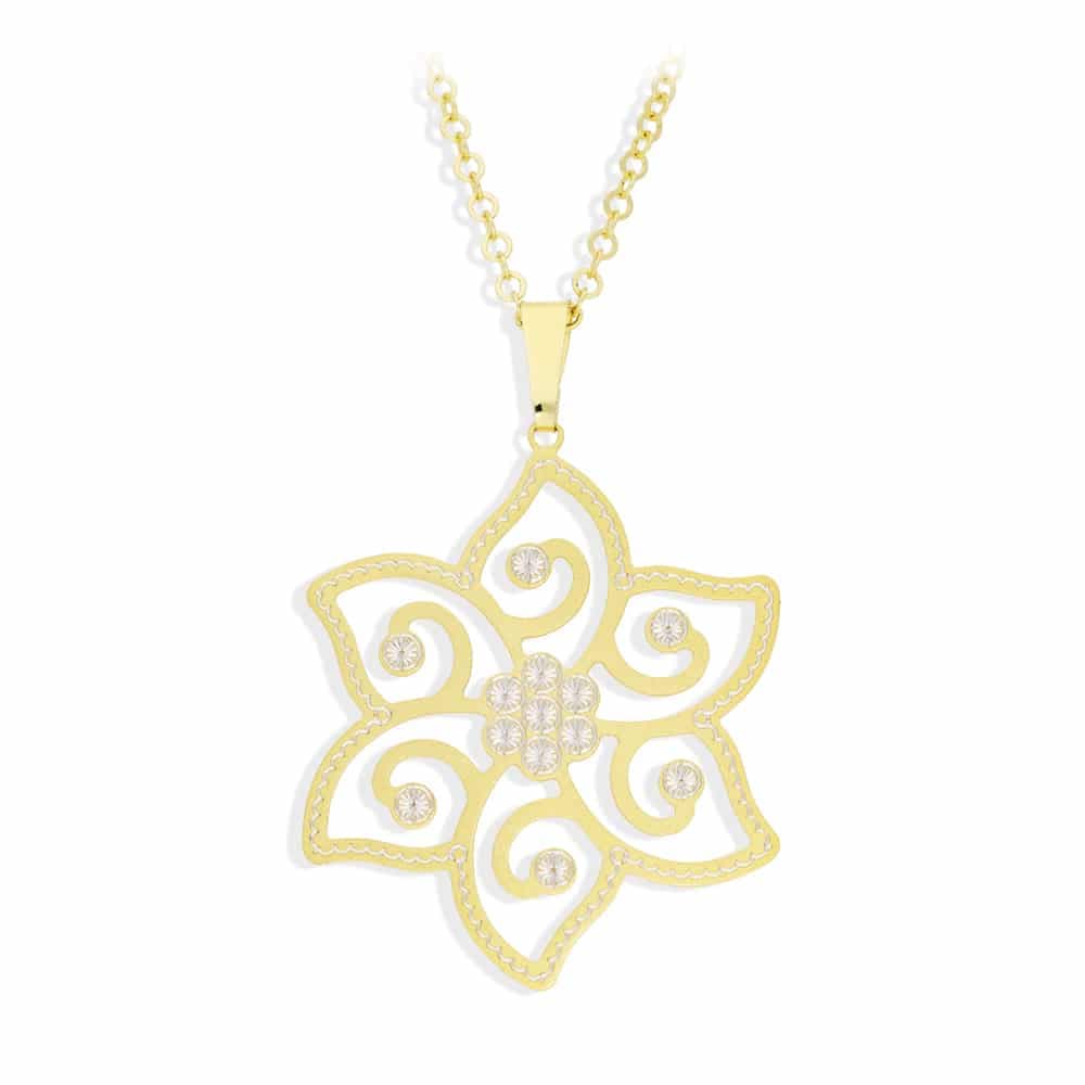 Collier argent étoile du sud mat et brillant doré