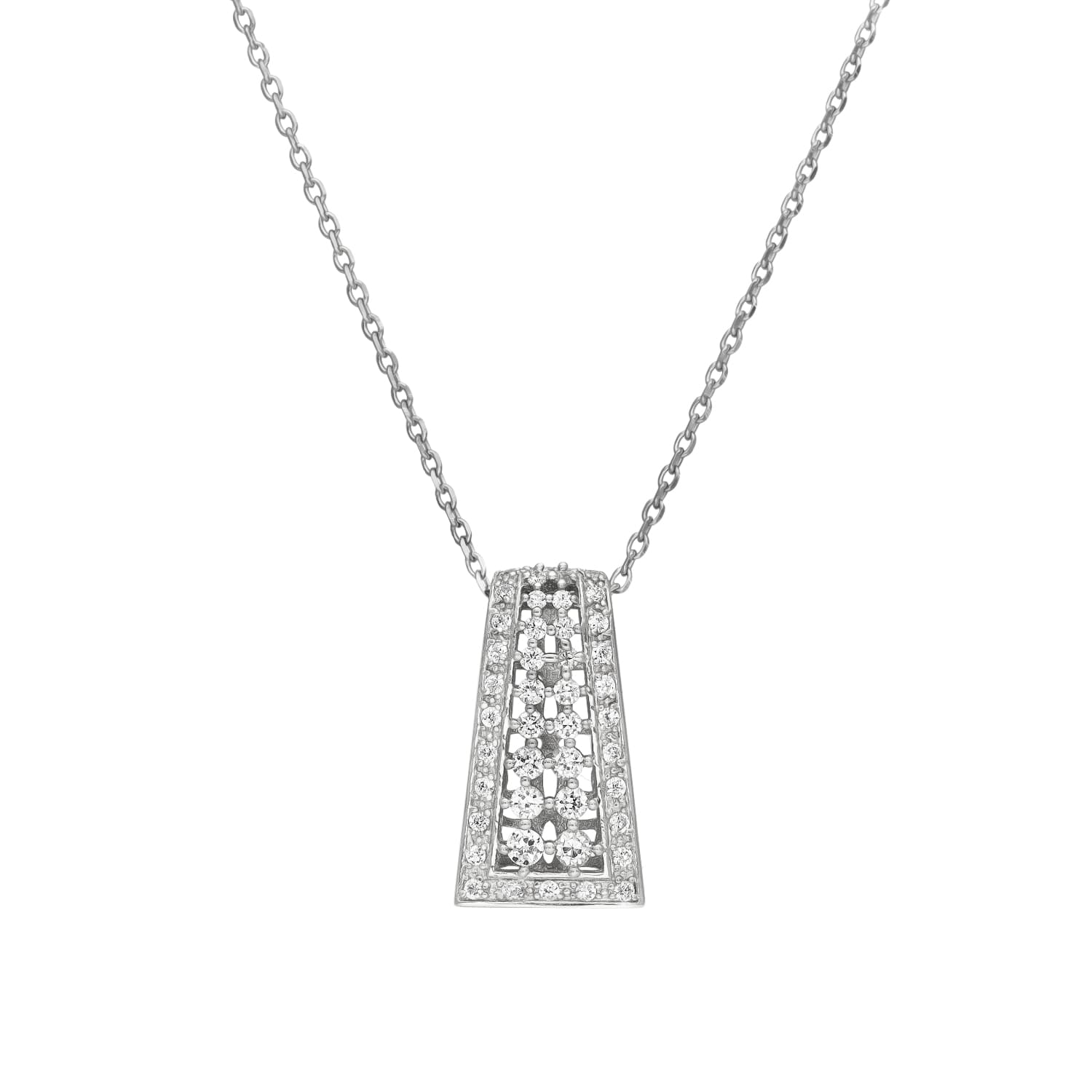 Collier argent pendentif robe royale scintillante serti de zirconium blanc